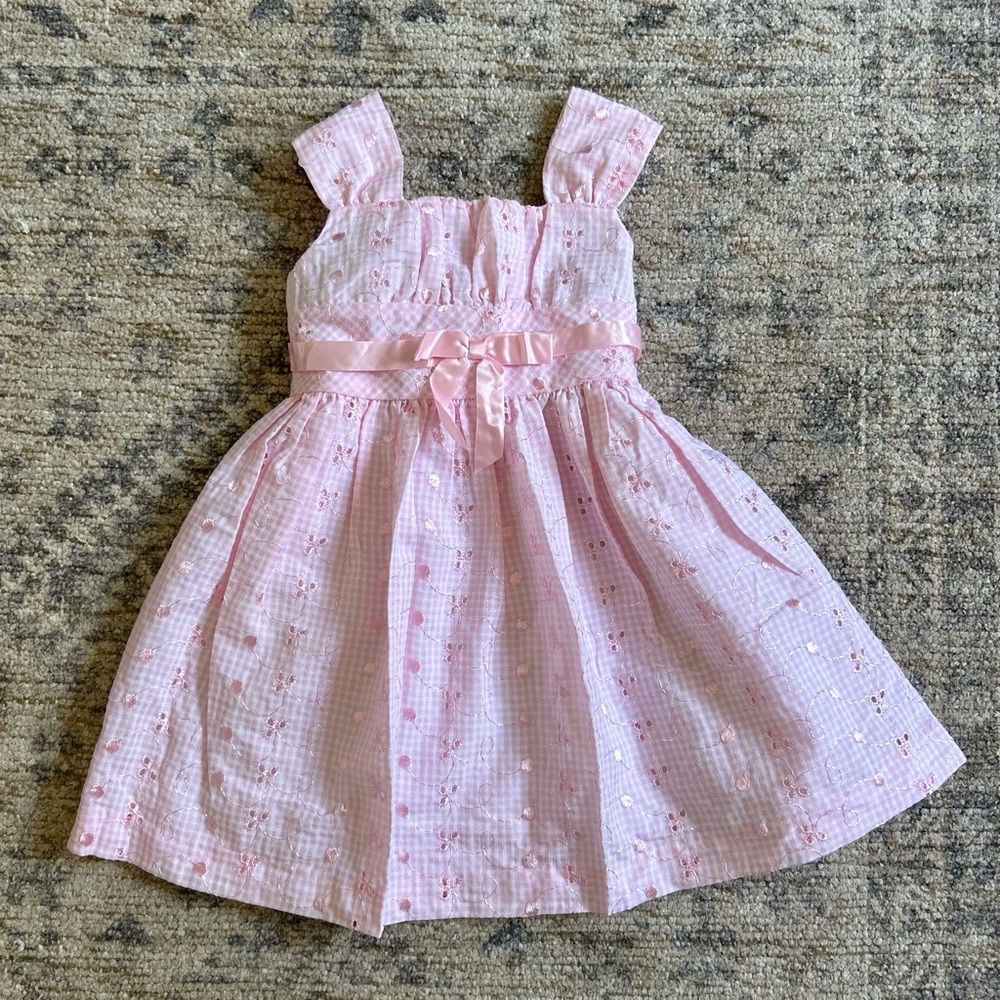 Bonnie Baby Pink Gingham Dress with Bow